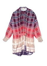 Load image into Gallery viewer, Oversized bordeaux-beige checkered cotton Shirt-Dress