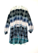 Load image into Gallery viewer, Oversized blue-green checkered cotton Shirt-Dress