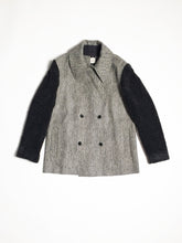 Load image into Gallery viewer, Gender-neutral Marbled Kobe Pea-coat with faux shearling sleeves