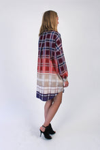Load image into Gallery viewer, Oversized bordeaux-beige checkered cotton Shirt-Dress