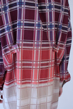 Load image into Gallery viewer, Oversized bordeaux-beige checkered cotton Shirt-Dress