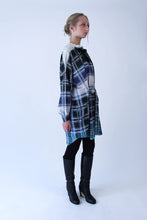 Load image into Gallery viewer, Oversized blue-green checkered cotton Shirt-Dress