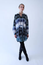 Load image into Gallery viewer, Oversized blue-green checkered cotton Shirt-Dress