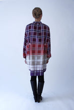 Load image into Gallery viewer, Oversized bordeaux-beige checkered cotton Shirt-Dress