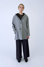 Load image into Gallery viewer, Wool blend Hooded Coat with side slits - Light grey