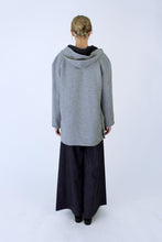 Load image into Gallery viewer, Wool blend Hooded Coat with side slits - Light grey