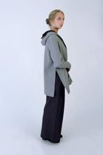 Load image into Gallery viewer, Wool blend Hooded Coat with side slits - Light grey
