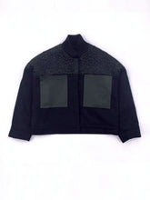 Load image into Gallery viewer, Black Oversized Jacket with Astrakhan Caracul Faux Fur - One-of-a-kind