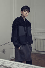 Load image into Gallery viewer, Black Oversized Jacket with Astrakhan Caracul Faux Fur - One-of-a-kind