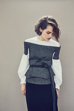 Load image into Gallery viewer, Green Reversible Wrap Wool Blend Tweed Corset Belt - One-of-a-kind