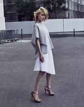 Load image into Gallery viewer, Off White Cotton Piqué Asymmetric Skirt