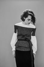 Load image into Gallery viewer, Wool blend tweed and cotton Corset Shirt