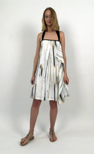 Load image into Gallery viewer, Blue-Gold Glitch Stripped Cotton Sundress
