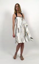 Load image into Gallery viewer, Blue-Gold Glitch Stripped Cotton Sundress