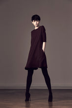 Load image into Gallery viewer, Mixed wool A-Line 3/4 sleeves Dress - One-of-a-kind
