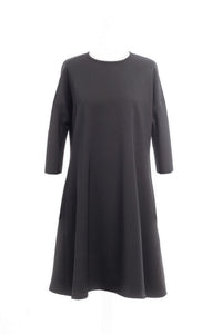 Mixed wool A-Line 3/4 sleeves Dress - One-of-a-kind