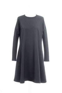Anthracite Mixed wool A-Line long sleeves Dress - One-of-a-kind