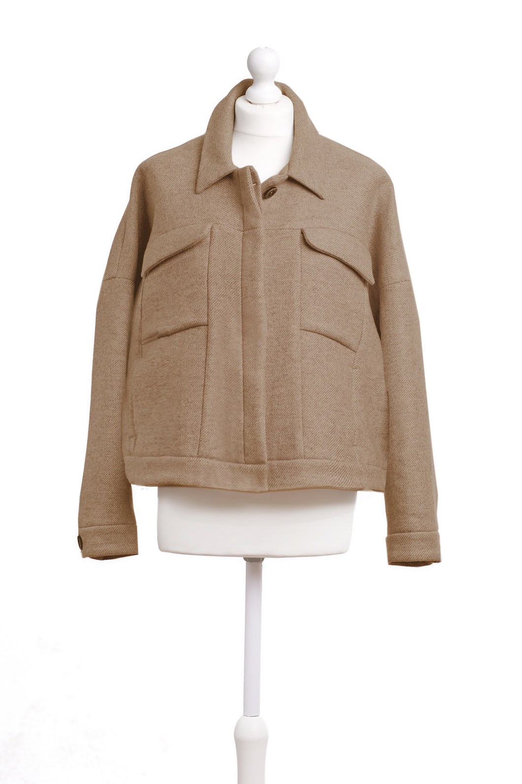 Beige Mixed-wool Oversized Jacket - One-of-a-kind