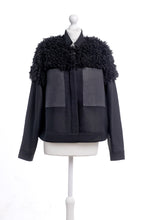 Load image into Gallery viewer, Black Oversized Jacket with Sheep Faux Fur - One-of-a-kind
