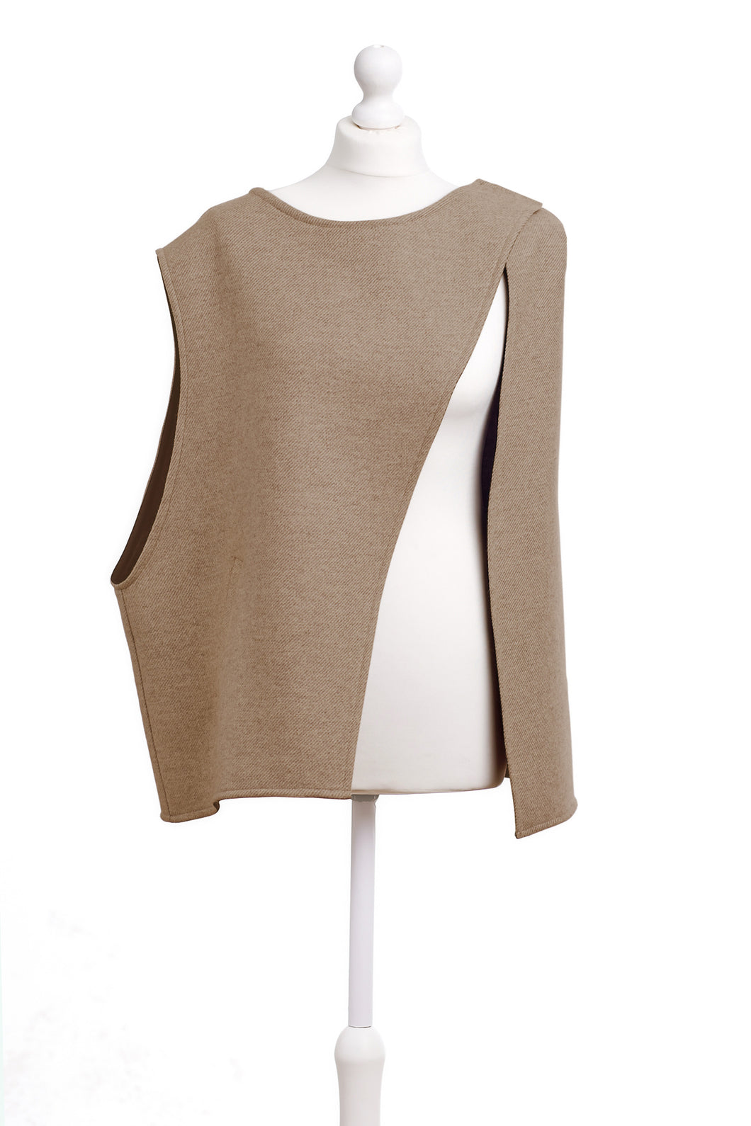Beige Mixed Wool Cape/Vest - One-of-a-kind