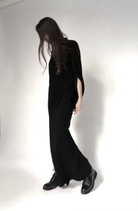 Long Black Jersey Dress with a Slit on the side - One-of-a-kind