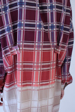 Load image into Gallery viewer, Oversized bordeaux-beige checkered cotton Shirt-Dress
