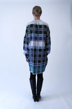 Load image into Gallery viewer, Oversized blue-green checkered cotton Shirt-Dress
