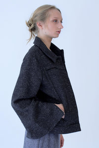 Jacket in mixed wool with zips all along sleeves - Anthracite