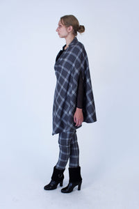 Tailored Jacket-cape in Italian wool - Grey checkered