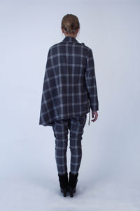 Tailored Jacket-cape in Italian wool - Grey checkered