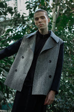 Load image into Gallery viewer, Gender-neutral Marbled Kobe Pea-coat with woolen sleeves
