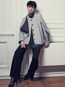 Grey Mixed Wool Cape/Vest - One-of-a-kind