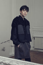 Load image into Gallery viewer, Black Oversized Jacket with Astrakhan Caracul Faux Fur - One-of-a-kind
