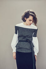 Load image into Gallery viewer, Green Reversible Wrap Wool Blend Tweed Corset Belt - One-of-a-kind
