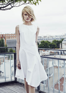 Off-white Cotton Piqué Asymmetric Dress
