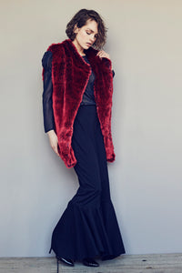Blazing Red Faux Fur Vest - One-of-a-kind