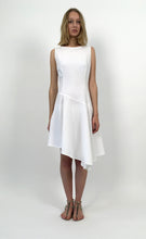Load image into Gallery viewer, White Mixed-Cotton Asymmetric Stretch Dress
