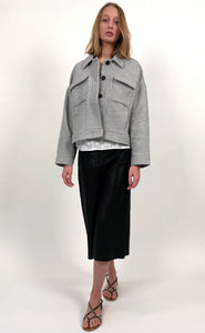 Mixed-wool Oversized Denim style Jacket