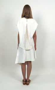 Off White Cotton Piqué Asymmetric Skirt
